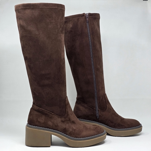 White Mountain Brown Marcella Boots Women’s Size 6.5 Riding Round Toe Mid Calf - Picture 2 of 9